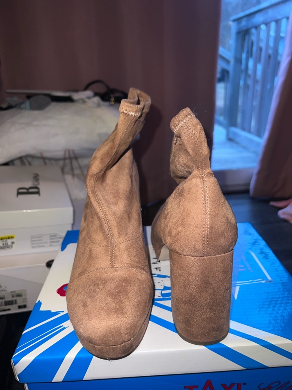 Forever 21 Tan Suede Platform Ankle Booties